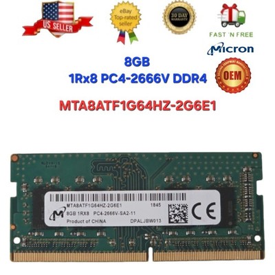 Micron 8GB 1Rx8 PC4-2666V DDR4 Laptop RAM SODIMM MTA8ATF1G64HZ-2G6E1