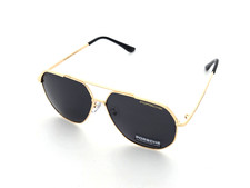 Polarized Porsche Hexagon Metal Aviator Sunglasses Gold Smoke PH30