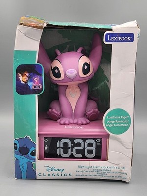 New Lexibook Disney Stitch Girl Purple Angel Alarm Clock & Nightlight w Sounds 