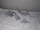 Vintage MARX Light Gray Plastic Dinosaur Prehistoric Lot of  4