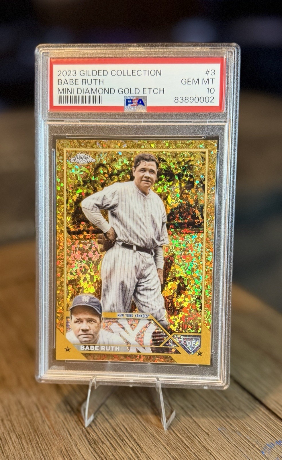 2023 Topps Chrome Gilded Babe Ruth Mini Diamond Gold Etch /50 PSA 10 Yankees