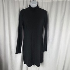 Forever 21 Dress Womens Large Black Ribbed Knit Sweater Mock Neck Long Sleeve