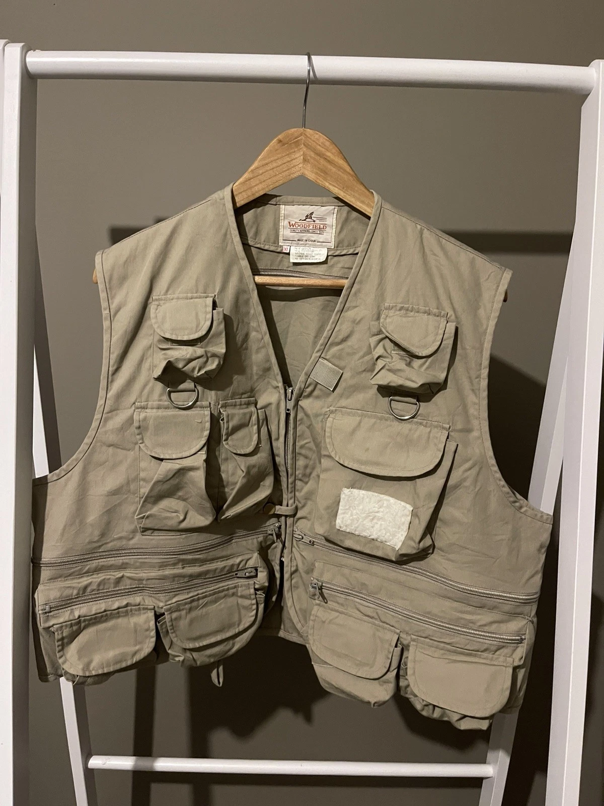 VTG Woodfield Vest Mens Beige XL Hunting Fishing Hiking Utility