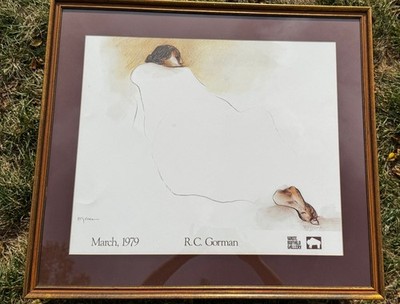 R.C. Gorman Signed Print 1979 White Buffalo Gallery Native American Woman