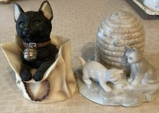 Pair Of Vintage Kitten Ornaments. One Is Leonardo.