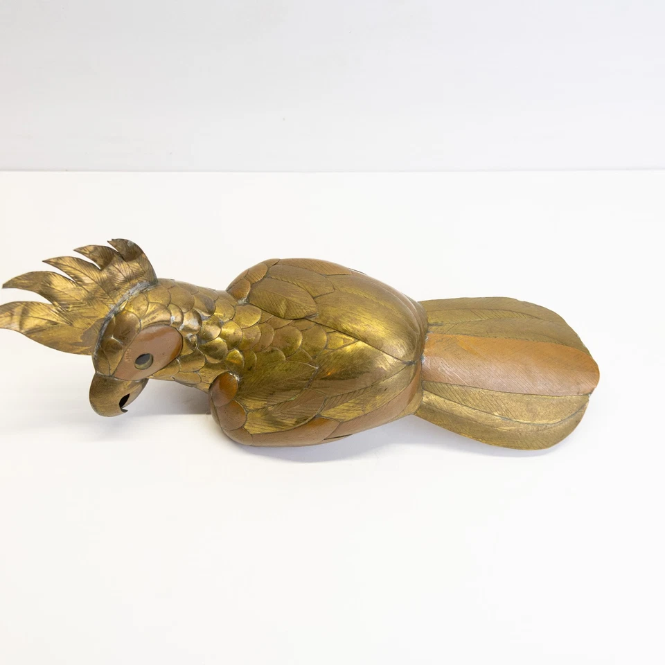 RARE Sergio Bustamante Brass Copper Parrot Sculpture Mid-Century Modern Art - Image 3 of 4