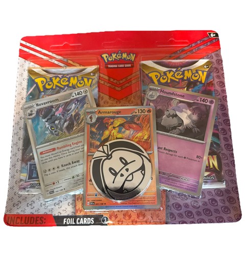 Pokemon TCG Revavroom, Armarouge & Houndstone Foil Promo Cards with 2 Booster Packs