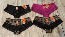 4 Warner's Cheetah Cheeky Panties Animal Print Black Pink Size 6 / M NEW