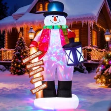 8ft Christmas Inflatable Snowman Built-in Colorful LED Lights,Inflatable Outd...