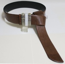 Miss Ellen Ruth Levy Brown Snakeskin Snake Skin Wrap Belt 8 Stone Buckles Slides