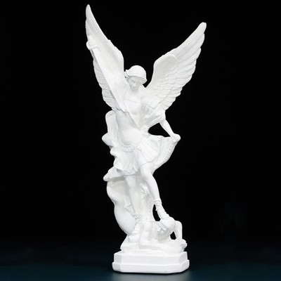 31,5 cm Weiße ErzengelMichaelStatue   San Miguel Arcangel Figur aus Kunstharz...