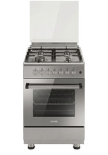 HYE Dual Fuel Cooker 60cm, 4 Gas Burners, Glass Lid - Mirror Door- C02FS60G17M