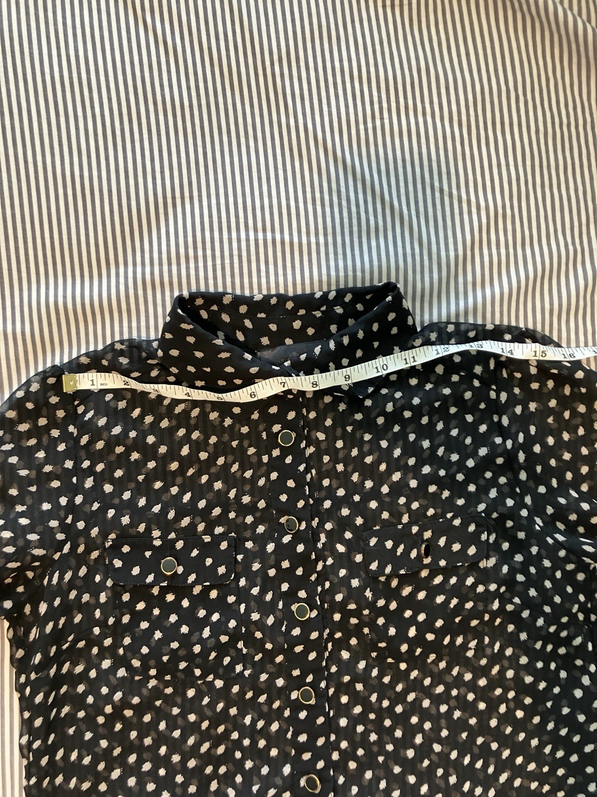 Iris Basic Black Sheet Blouse With White Polka Do… - image 8