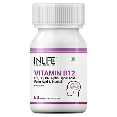 INLIFE Vitamin B12 mit B1, B5, B6, Alpha-Liponsäure ALA, Folsäure, 60...