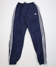 Vintage 90s Adidas Mens Medium Faded Spell Out Striped Windbreaker Joggers Pants