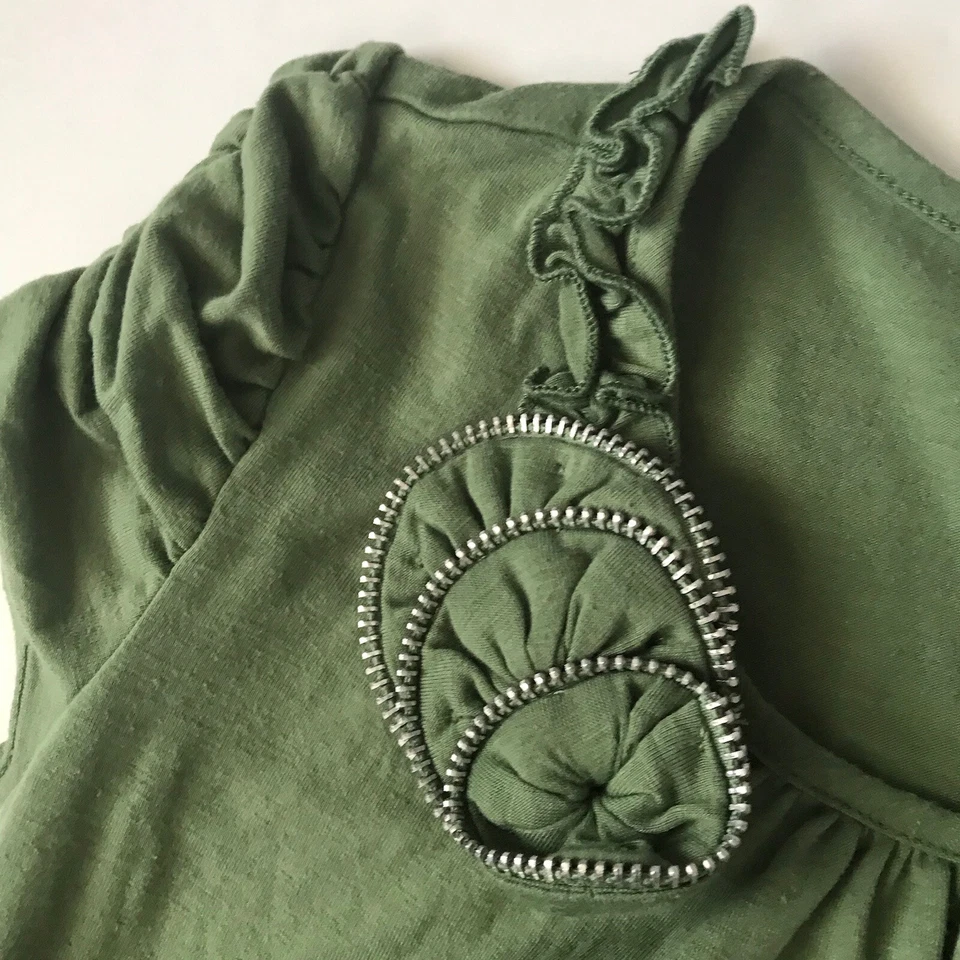 2010s Топ 3D цветок зеленый молнии кукла фея гранж бонго крышка собранными в Рюш XL 14 16 - Изображение 3 из 4