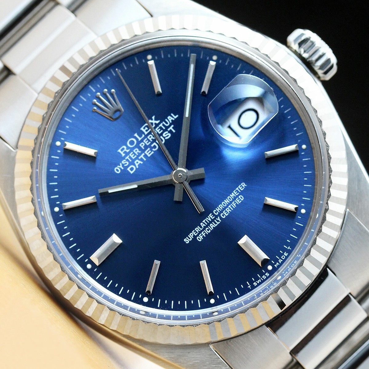 ROLEX MENS DATEJUST 16014 QUICKSET 18K WHITE GOLD STAINLESS STEEL