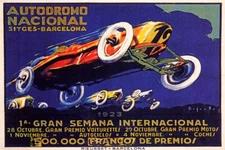 1923 AUTODROMO NACIONAL SITGES BARCELONA CAR RACING VINTAGE POSTER REPRODUCTION