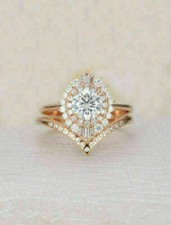 1.70 Ct Round Engagement Ring With Free Band Rose Gold Over 925 Silver Ring