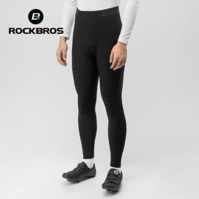 ROCKBROS Winter Men Cycling Pants Fleece Thermal Windproof Padded Bike  Trousers