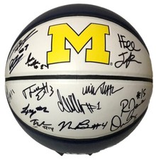 2024-25 MICHIGAN WOLVERINES TEAM SIGNED AUTOGRAPHED LOGO BASKETBALL DUSTY MAY