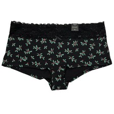 NWT TORRID Boyshort Pantie Sz 0X-3X Black Green Lace Jersey Christmas