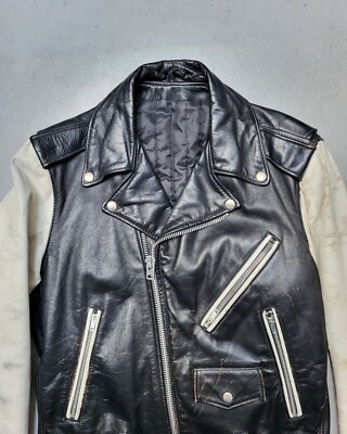 Vtg 70s 80s 2 Tone Leather MC Motorcycle Biker Jacket RARE | eBay