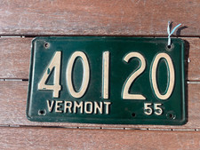 1955 Vermont License Plate 40120