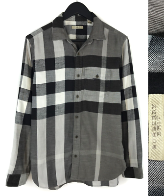 Men's Burberry Brit Gray Shirt Nova Check Long Sleeve Tartan Shirt