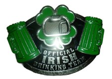 Good Luck 4-Leaf Green Clover Belt Buckle Bottle Opener St. Patricks Irish