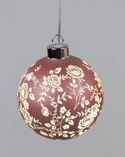LED Deko Kugel ROSEN zum hängen mit Timer D. 10cm rosa Glas Formano F25
