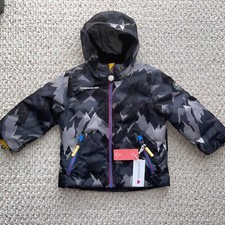 NWT 130 Obermeyer Child  s Hooded Ashor Black  Gray Ski Jacket - Size 4