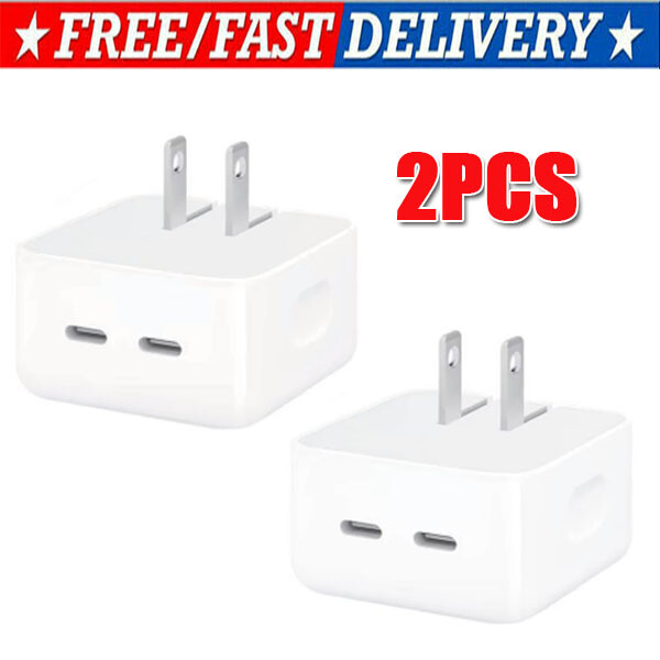35W USB-C Dual Port Fast Charger Cube PD Adapter For iPhone 16/15/14/13/Pro lot