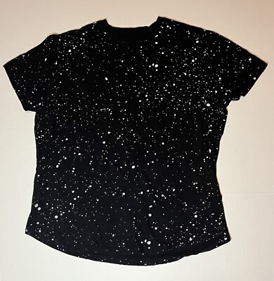 Rue 21 Jersey Scoop Hem Medium Speckled Splatter Black White