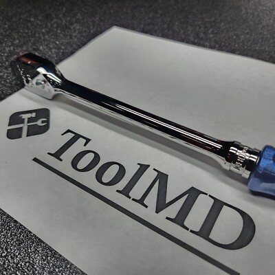 Snap-on USA 3/8" Drive Locking Long Flex Ratchet – Power Blue Soft Grip FHLX80BMB
