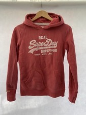 Superdry Womens Pink Logo Hoodie Size XS Cotton Long Sleeves