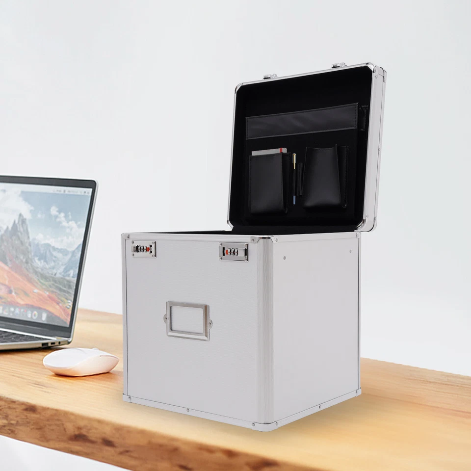 Disco de mesa vinil estojo de transporte caixa de armazenamento bloqueio com 50 discos de vinil prata - Imagem 2 de 4