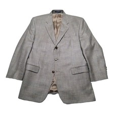 Ralph Ralph Lauren Mens Silk Wool Three Button Blazer 44R Beige Sport Coat EUC