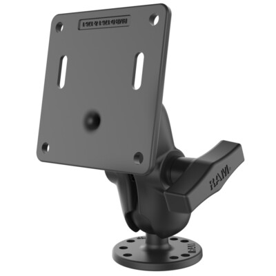 RAM 1.5'' Ball Mount with Round Base, Short Arm & Square 75mm X 75mm VESA Plate