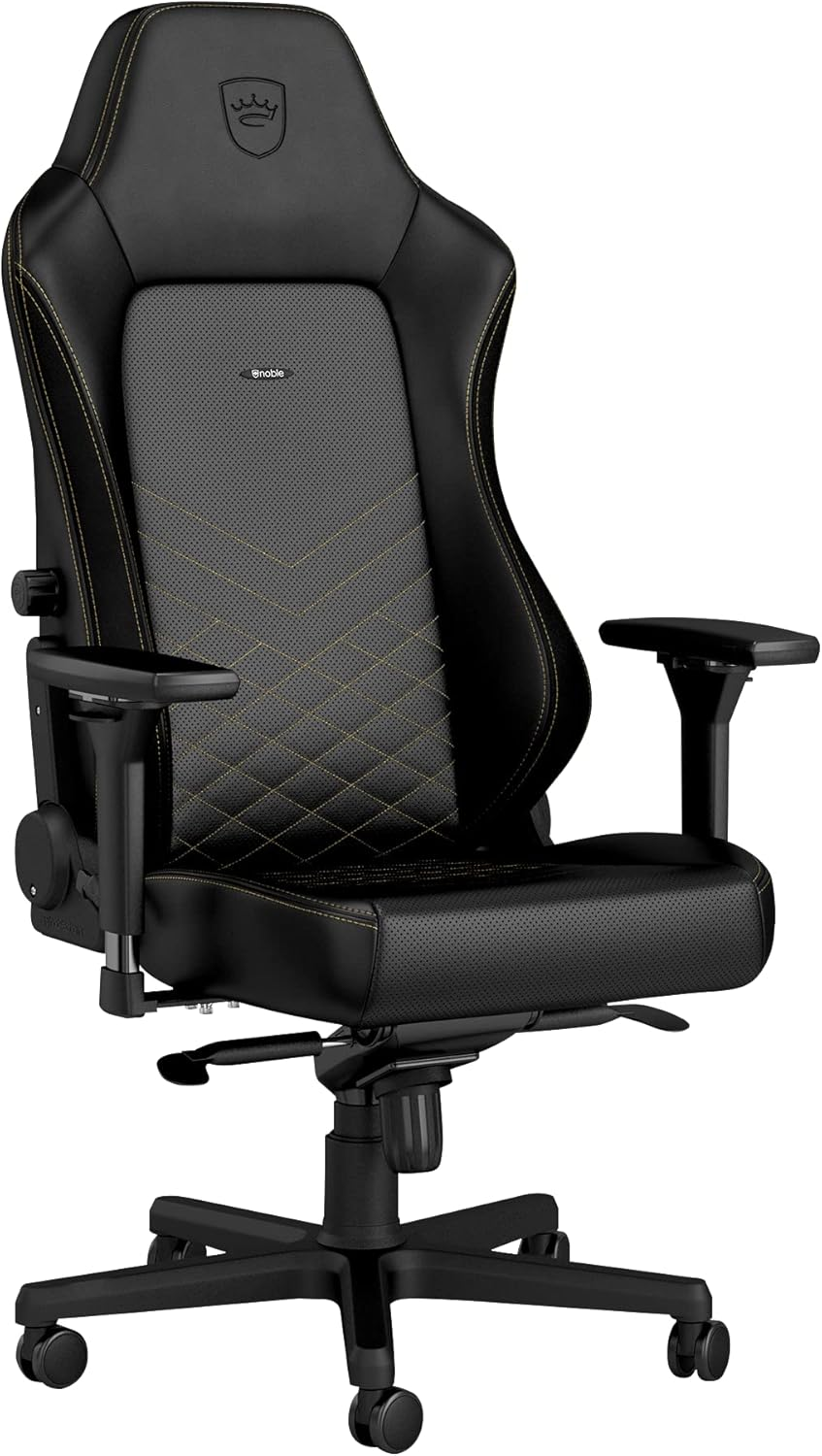Hero Gaming Chair/Office Chair with Lumbar Support, PU Faux Leather, Black/Gold-image