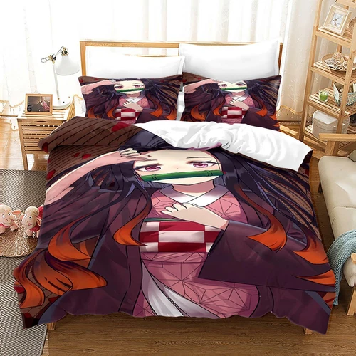3-teiliges Demon Slayer Bettwäsche-Set Steppdecke Bettbezug Single Double King Size UK - Bild 22 von 49