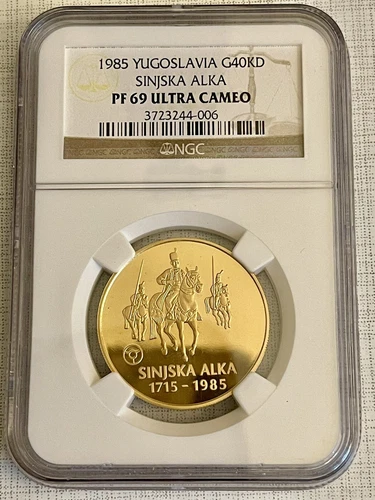 Yugoslavia 1985 Sinjska Alka 40,000 Dinara Gold NGC PF69 Ultra Cameo SKU#4913