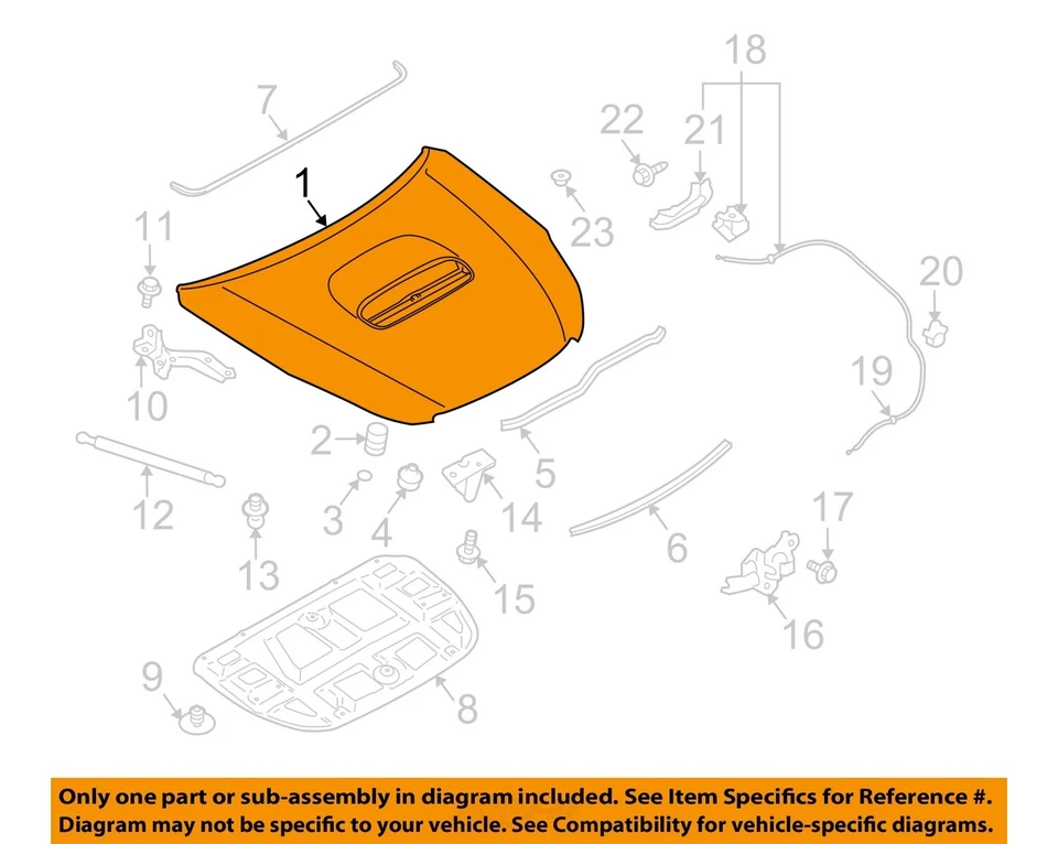 Used Hood fits: 2012 Subaru Legacy Sdn w/o hood scoop Grade B - Изображение 3 из 4