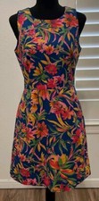 J. Crew Women's Blue Floral Tropical Sleeveless Summer Pencil Short Dress Size 2