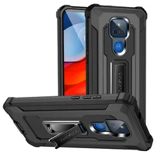 For Moto G Play 2021 Kickstand Shockproof Hybrid Dual Layer Armor Case