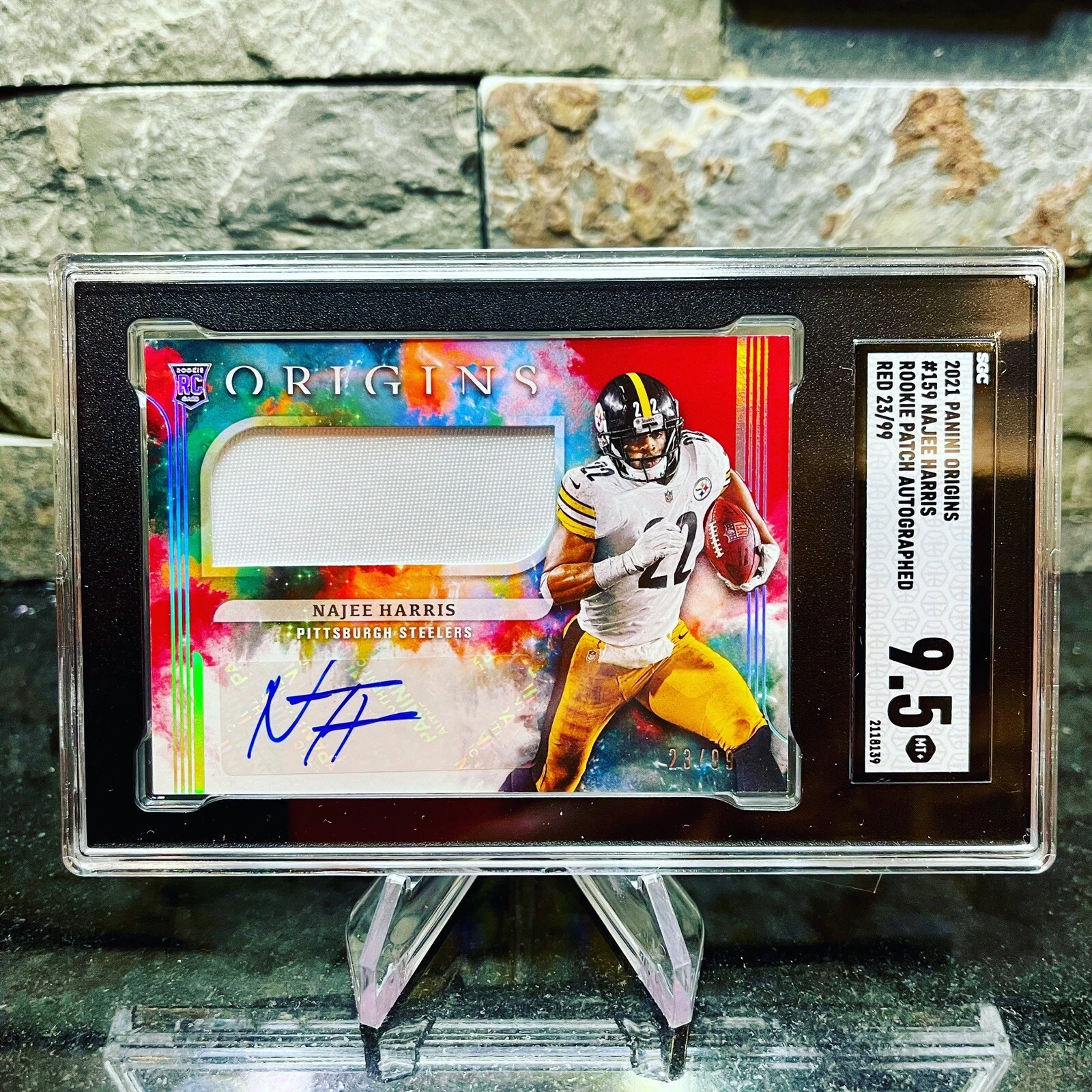 Najee Harris Panini Origins #159 Jumbo Patch Autograph-Red