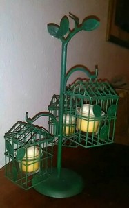 Candle Holder Metal Tabletop Birdcage Style Votive w/ Candles Included (New)