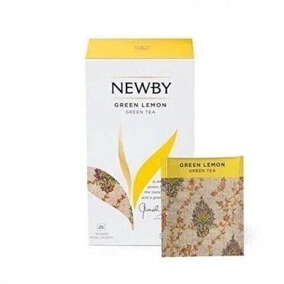 Newby Green Lemon Tea, Biodegradable 25 Tea Bags free shipping world wide