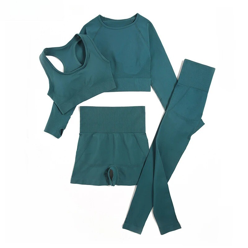 Conjunto de yoga sin costuras 2/3/4 piezas ropa de gimnasio ropa deportiva trajes de yoga para mujeres fitness
