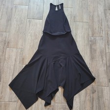 Halston Heritage Dress Womens Size XS Midi Asymmetrical Cocktail Open Strappy